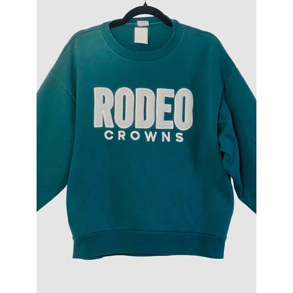 Rodeo Crowns Wide Bowl Tops - Rodeo Crowns Wide Bowl Green Pullover Sweatshirt Free Size Unisex Japanese Brand